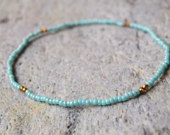 Very Dainty Anklet, Beaded Bracelet, Beaded Anklet, Beach Anklet, Dainty Bracelet, Stretch Ultra Slim Anklet
