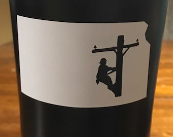 Lineman and state vinyl decal
