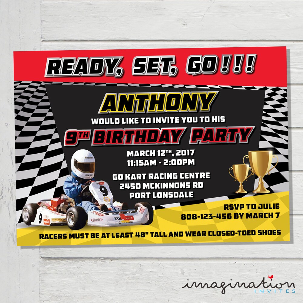 Go Kart Racing Invitation Race Speed Birthday Party Invite Go Kart Racing Invitation Race Speed Birthday Party Invite