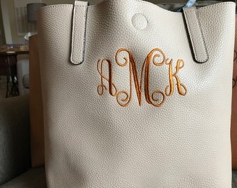 Monogram tote, personalized tote bag, Bridesmaids gift, Mother's Day, Soroity gift, leather bag, Graduation gift, personalized tote