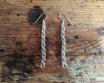 Eardrops Earrings twisted Silver cordon