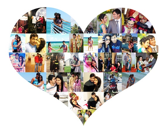 personalised heart photo collage