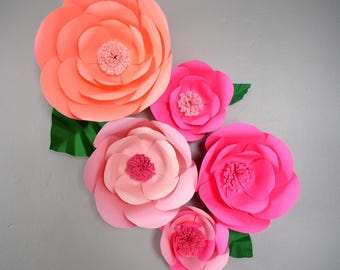 4ftx5ft Pink Paper Flower Wall Backdrop