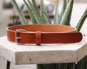 Heavyweight Leather Belt - Hermann Oak Chestnut Bridle