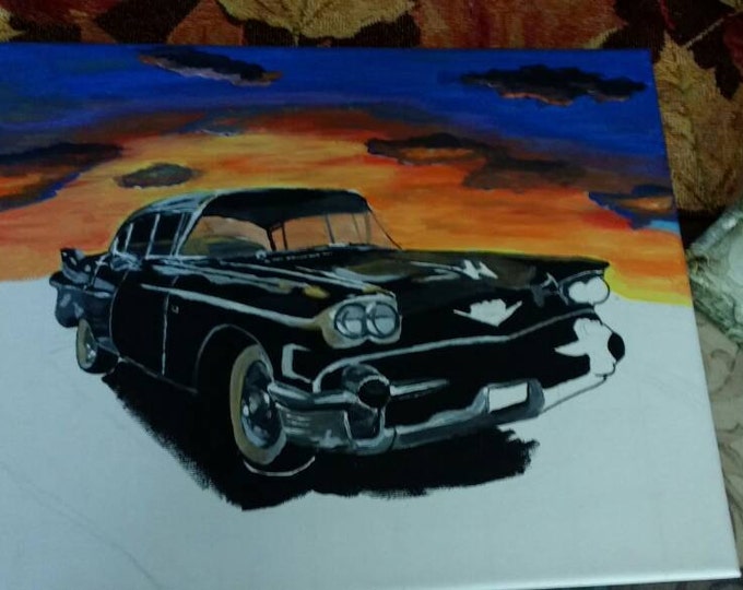 Painting from photo, car painting, custom order, acrylic painting of car, 11"×14", acrylic on canvas, painting car, painted car, classic car