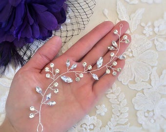 Hair Vine, Bridal Hair Vine, Wedding Hair Vine,  Bridal Hair Piece, Wedding Hair Piece, crystal hair vine, bridal hair accessory,