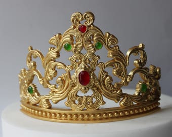 100% Edible fondant gum paste Princess Tiara Cake girl birthday party gold crown tiara