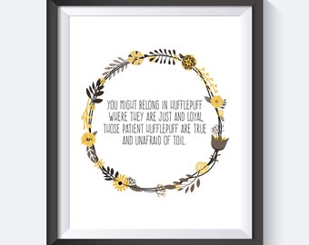 Hufflepuff Wreath Print , Harry Potter Print, Harry Potter Art, Instant Download, Harry Potter, Harry Potter Quote, Digital Print,