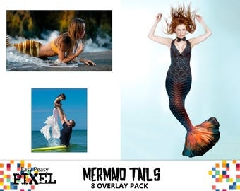 MERMAID TAIL Overlays, Photoshop Overlays, Mermaid Overlay, Mermaid Tails, Siren, PNG, Instant Download, Clip Art