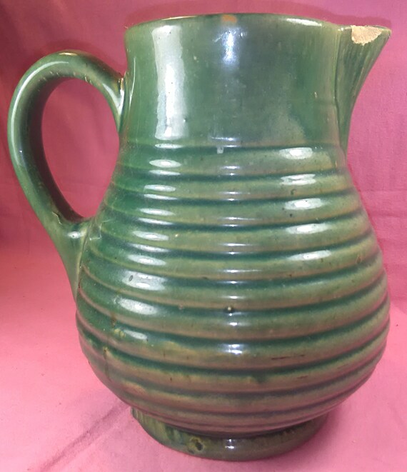 Buttermilk Pitcher Old Pitcher Green Pitcher Stoneware