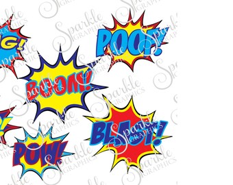 Bang Boom Blast Cut File Superhero SVG Hero Super Hero Comics Clipart Svg Dxf Eps Png Silhouette Cricut Cut File Commercial Use SVG