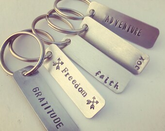 One Word Keychain, Personalized Keychain, Collar Tag, Zipper Pull