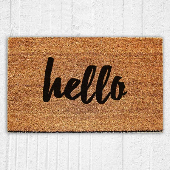 Hello Script Doormat Mat Door Mat Outdoor Rug