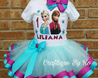 Snow Princess Tutu Set - Frozen Tutu Set - Frozen Ribbon Tutu - Birthday Outfit - Frozen Birthday Tutu - Frozen Outfit