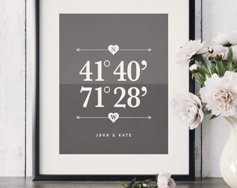 Custom Coordinates Wall Decor Living Room Latitude Longitude Sign Coordinates Sign GPS Coordinates Gift Entryway Decor Mid Century