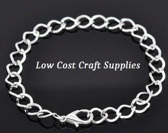 Charm Bracelet, Bracelet Blank, Basic Bracelet, Base Bracelet, Silver Bracelet Blank, Silver Plated Bracelet, 20cm Bracelet, Silver 20cm