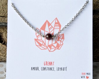Garnet necklace stainless steel