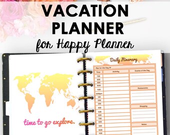 Travel Planner for Happy Planner, Printable Travel Journal, Vacation Organizer, Travel Happy, Vacation Journals, Trip Plan, Instant Download