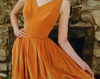 Velvet Orange Evening Dress