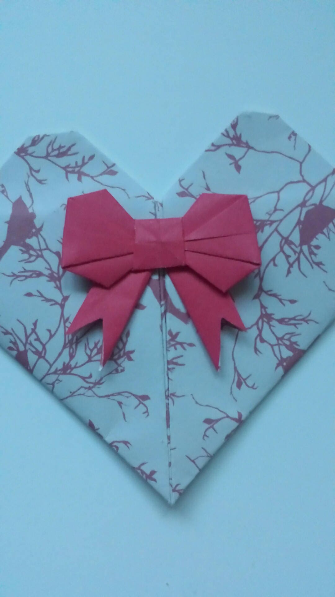 Origami Heart And Bow Card 6693