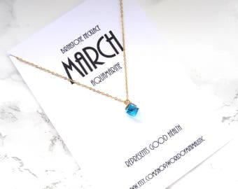MARCH birthstone necklace, aquamarine gold chain necklace, minimalist simple necklace, dainty delicate necklace, everyday necklace