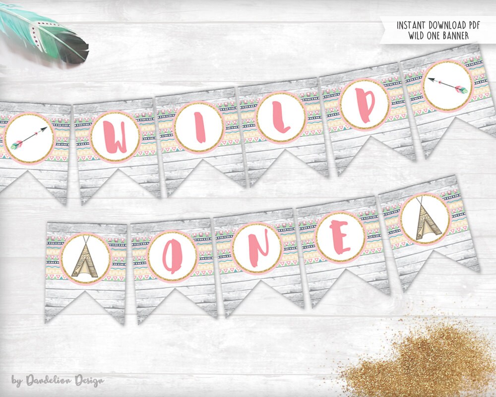 Wild ONE First Birthday Banner Printable Instant Download