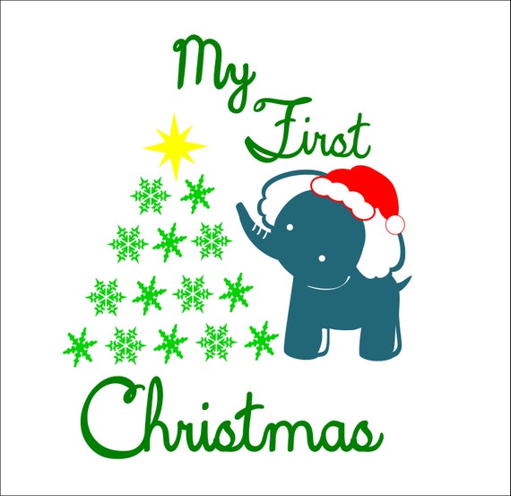 Download My first Christmas Elephant Tree SVG dxf pdf Cuttable file