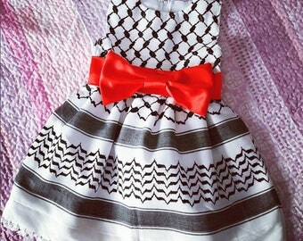 Palestinian Kufiya dress, 6 Years old girl dress, made to order