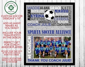 SOCCER COACH GIFT ~ Soccer Coach Thank You ~ Personalized ~ Soccer Team Banner ~ End of Season Soccer Team Gift ~ Personalized Digital File