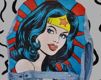 Wonder Woman Pop-art handpainted deni jacket