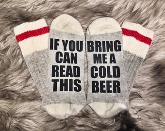 Beer Socks, Custom Sock, Bring a me glass of wine, If you can read this, Valentines Gifts, Valentines Day, Funny gifts, Xmas socks