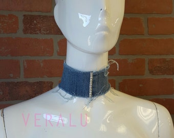 VERALU Rhinestone denim choker
