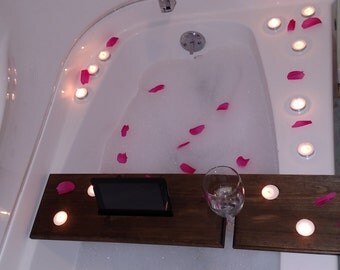 Handmade Wooden Bath Tray - Bath Reading & Wine Tray - Valentine's Gift - Mother's Day Gift - Mother Gift - Grandmother Gift - Birthday