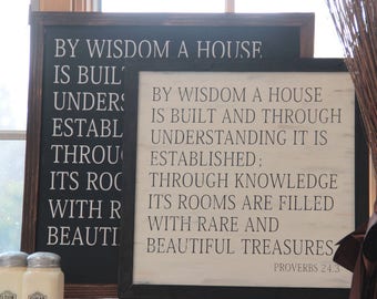 Proverbs 24 By Wisdom A House Is Built Bible Verse Dorm Decor Sign Homeschool Classical Conversations Farmhouse Market Magnolia Farms Gaines