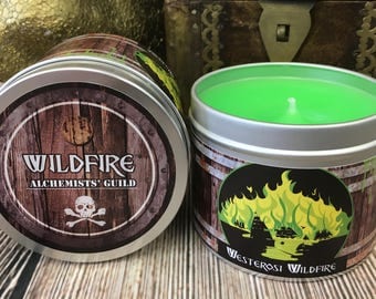 Westerosi Wildfire scented candle - Lemongrass & peppermint - Game of thrones style candle - Wildfire Candle - GOT - Game Thrones - wildfire