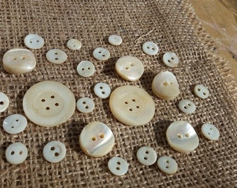 set of 29 Vintage pearlescent buttons from shells