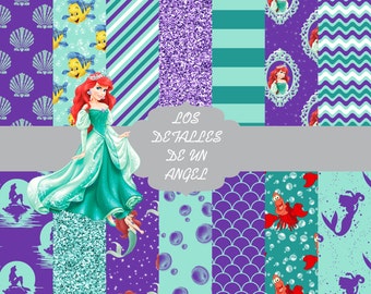 Kit digital papers from the Little Mermaid / The Little Mermaid's digital paper kit