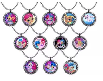 12x Shimmer and Shine Party Favor Bottlecap Necklace