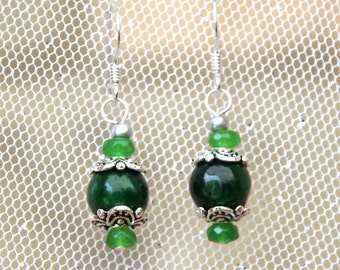 Emerald earrings - Genuine gemstones - Sterling silver hooks - May birthstone