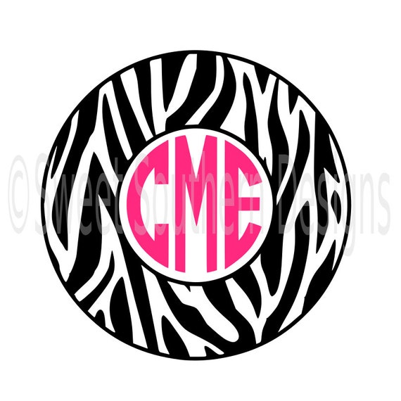 Zebra circle monogram frame SVG DXF instant download design