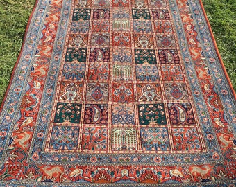 Persian Rug Hand-Knotted Mood Silk In Laid (Terracotta, Blue) 250cm x 140cm (8'2" x 4'6")