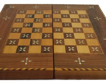Backgammon, Backgammon Board, Chess Board, Wooden Backgammon, Carved Backgammon, Syrian artisan mosaic backgammon, Marquetry Backgammon