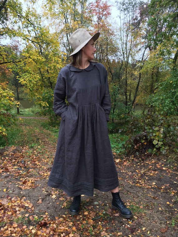 Linen Maxi Dress Winter Dress Long Linen Dress Plus By Linenbees