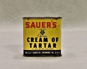 Vintage Sauer's Cream of Tartar Tin