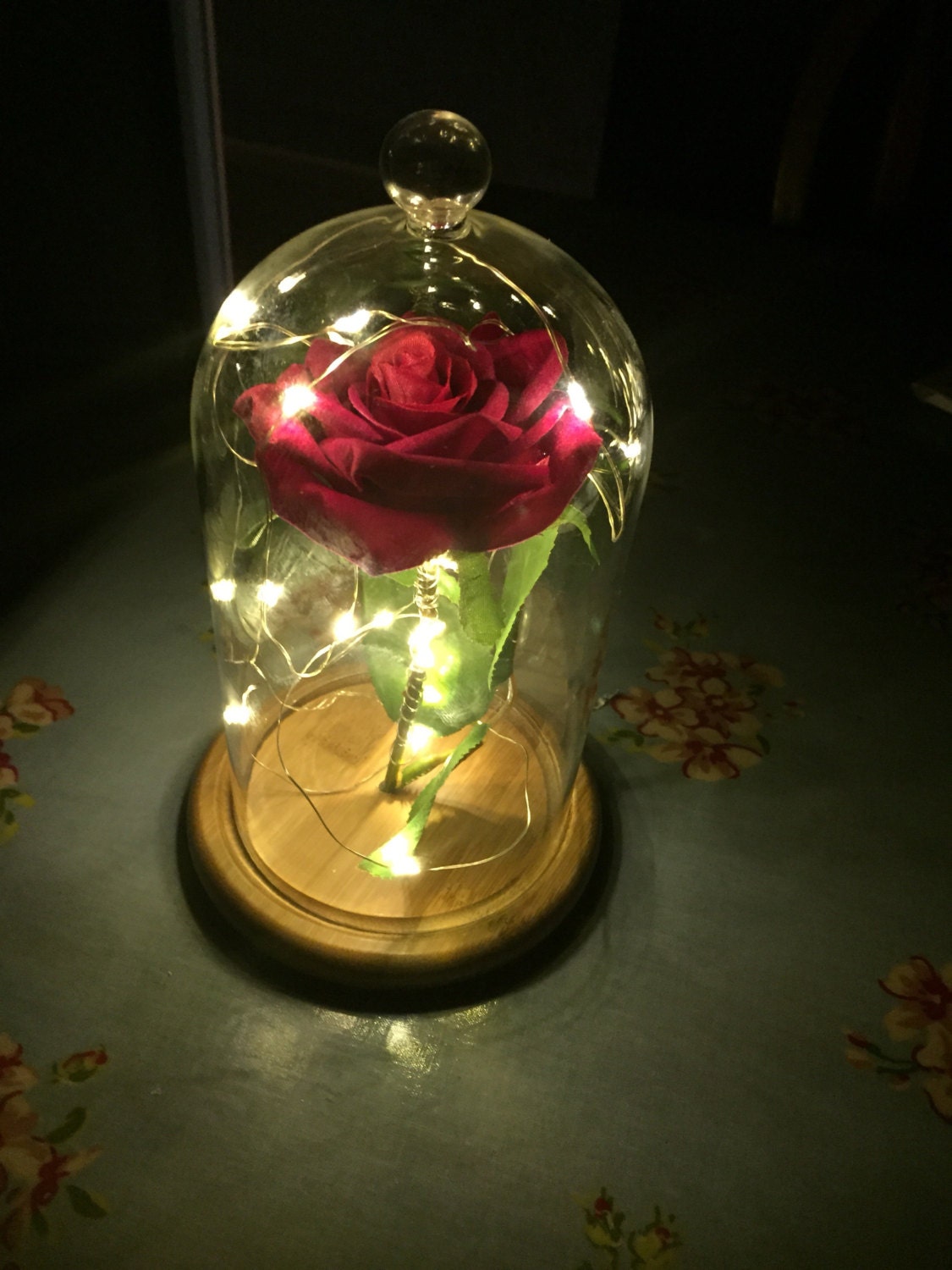 Enchanted rose bell jar beauty and the beast inspired