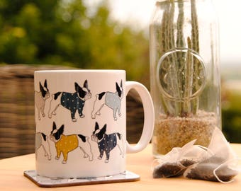 Coffee Mug French Bulldog ceramic coffee cup, Frenchie Bouledogue Francais Coffee Mug, French bulldog gift Dog mug coaster fathers day gift