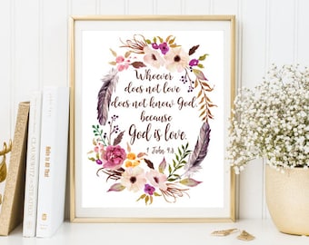 Flower scripture art | Etsy