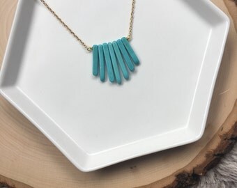 Turquoise Stacked Necklace//Turquoise Cluster Necklace// Turquoise Fringe Necklace//
