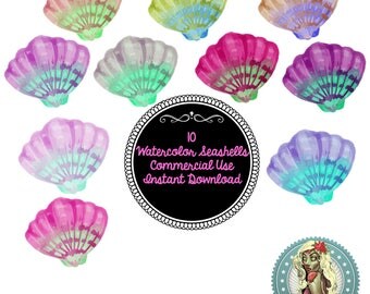 Watercolor Seashell Clipart, Seashells, Seashell Art, SeaShell Clipart, Watercolor Sea Life, Watercolor Nature, Nautical Watercolor