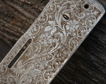 Singer sewing machine part, singer metal plate, floral metal plate, industrial part
